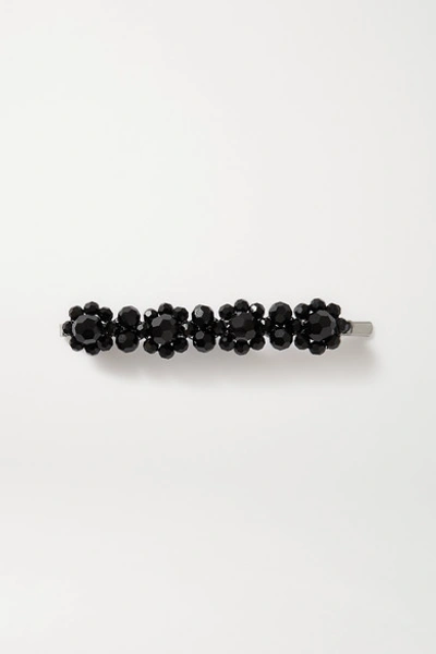 Shop Simone Rocha Flower Crystal Hair Slide In Black