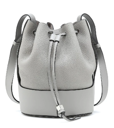 Shop Loewe Balloon Small Leather Shoulder Bag In Grey