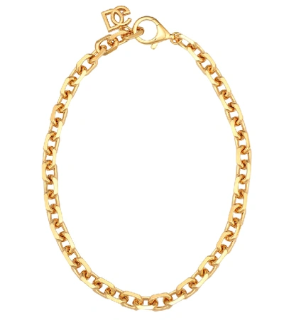 Shop Dolce & Gabbana Logo Chain Link Necklace In Gold