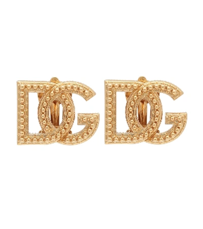Shop Dolce & Gabbana Logo Clip-on Earrings In Gold