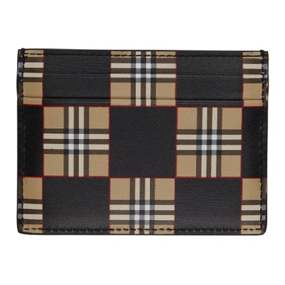 Shop Burberry Beige Sandon Check Print Card Holder In Beige A7026