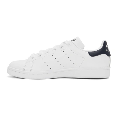 Shop Adidas Originals White & Navy Stan Smith Sneakers In Wh/navy