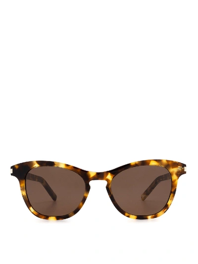 Shop Saint Laurent Sl356 Sunglasses In Brown