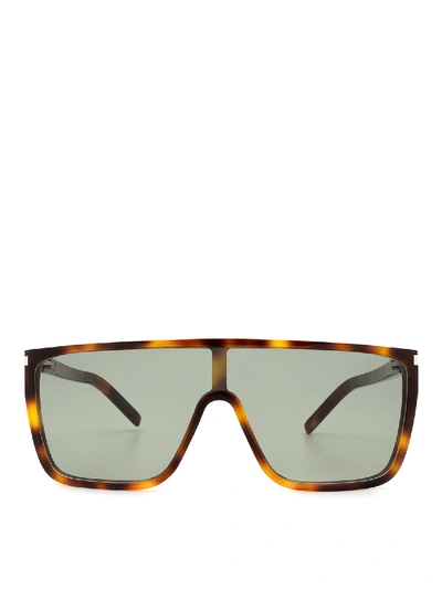 Shop Saint Laurent Sl 364 Mask Ace Sunglasses In Brown