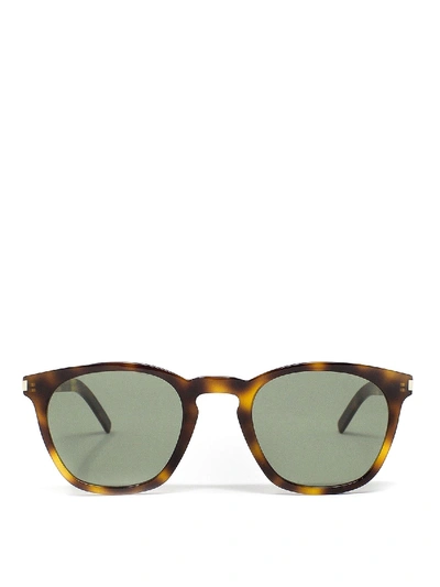 Shop Saint Laurent Sl28 Slim Sunglasses In Brown