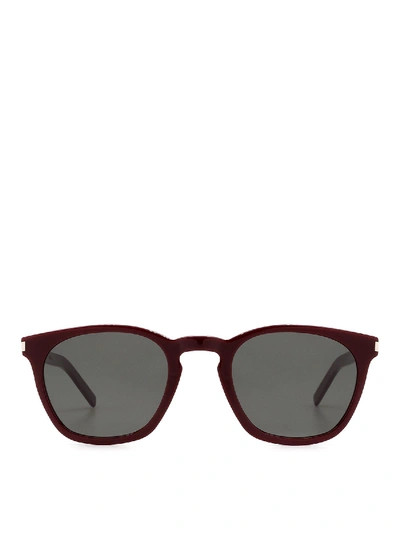 Shop Saint Laurent Sl28 Slim Sunglasses In Red