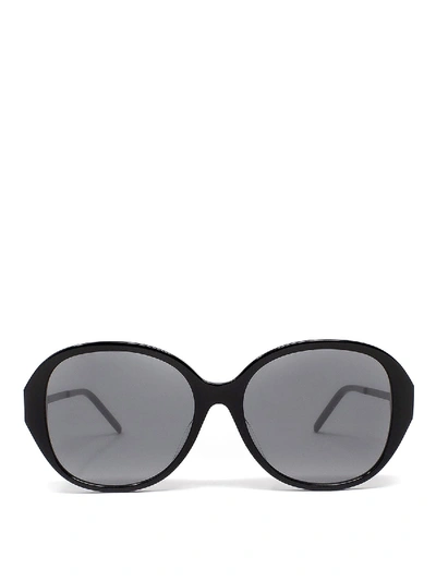 Shop Saint Laurent Logo Detail Cat Eye Sunglasses In Black