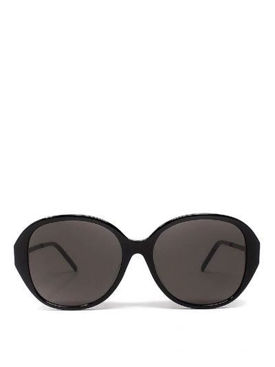 Shop Saint Laurent Oval Acetate Sunglasses In Black