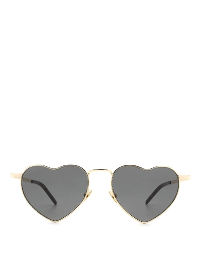 Saint Laurent New Wave Loulou Heart-shaped Metal Sunglasses in