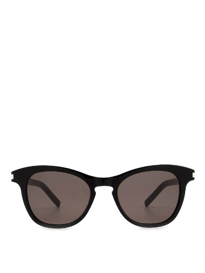 Shop Saint Laurent Sl 356 Round Acetate Sunglasses In Black