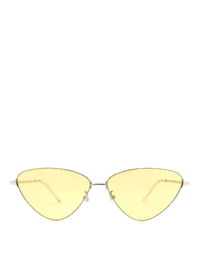 Shop Balenciaga Clear Lenses Sunglasses In Gold