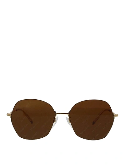 Shop Balenciaga Metal Hexagonal Sunglasses In Brown