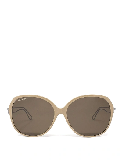 Shop Balenciaga Maxi Butterfly Sunglasses In Beige