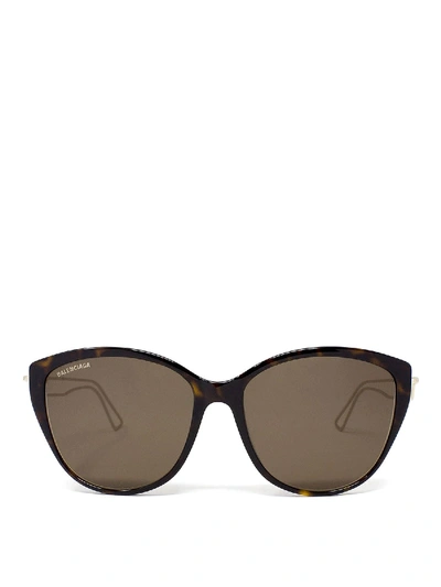 Shop Balenciaga Tortoiseshell Maxi Cat-eye Sunglasses In Brown