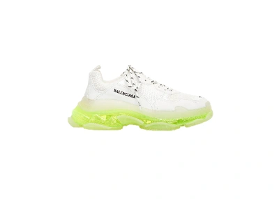 Pre-owned Balenciaga Triple S Clear Sole White Fluo Yellow (women's) In White/yellow