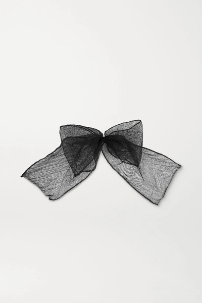 Shop Maison Michel Pleated Tulle Hair Clip In Black