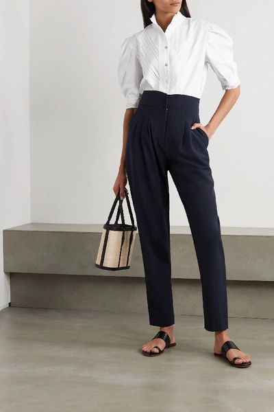 Shop Acheval Pampa Gato Pleated Woven Tapered Pants In Blue