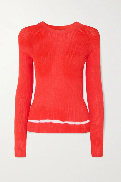 Shop Altuzarra Kazuko Ribbed Tie-dyed Pima Cotton-jersey Sweater In Bright Orange