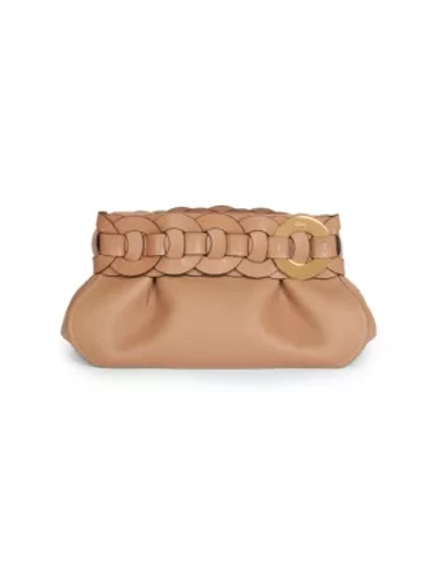 Shop Chloé Darryl Leather Clutch In Cement Brown