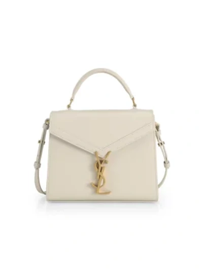 Shop Saint Laurent Cassandra Leather Satchel In White