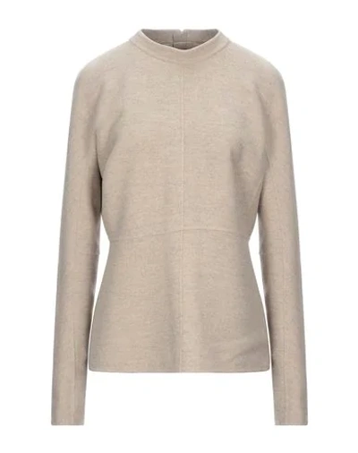 Shop Jil Sander Woman Sweatshirt Khaki Size 2 Virgin Wool In Beige