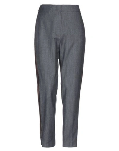 Shop Peserico Woman Pants Steel Grey Size 4 Virgin Wool, Viscose, Elastane, Polyester