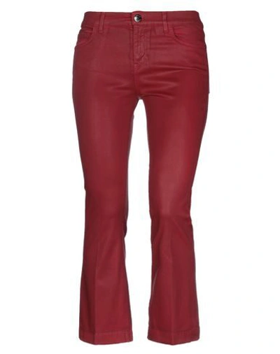 Shop Pinko Woman Pants Burgundy Size 30 Cotton, Elastane In Red