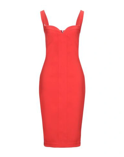 Shop Victoria Beckham Woman Midi Dress Red Size 8 Triacetate, Polyester