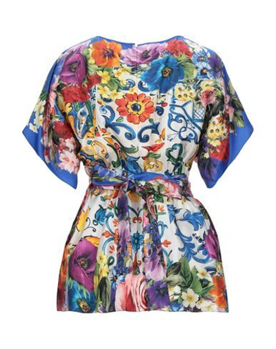 Shop Dolce & Gabbana Woman Top Bright Blue Size 4 Silk
