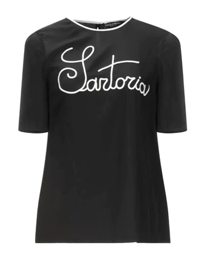 Shop Dolce & Gabbana Woman Top Black Size 0 Silk, Viscose, Polyester