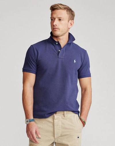 Shop Polo Ralph Lauren Slim Fit Mesh Polo Shirt Man Polo Shirt Midnight Blue Size S Cotton