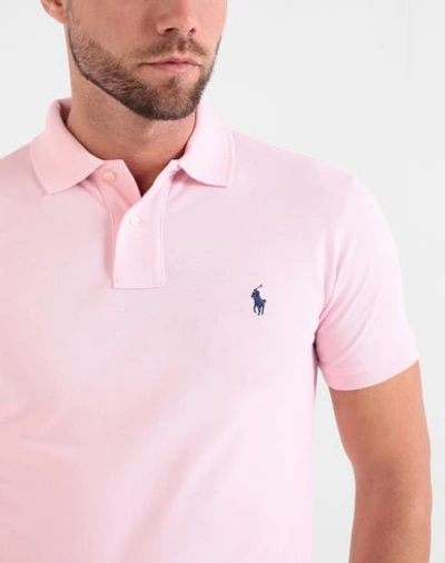 Shop Polo Ralph Lauren Slim Fit Mesh Polo Shirt Man Polo Shirt Pink Size Xs Cotton