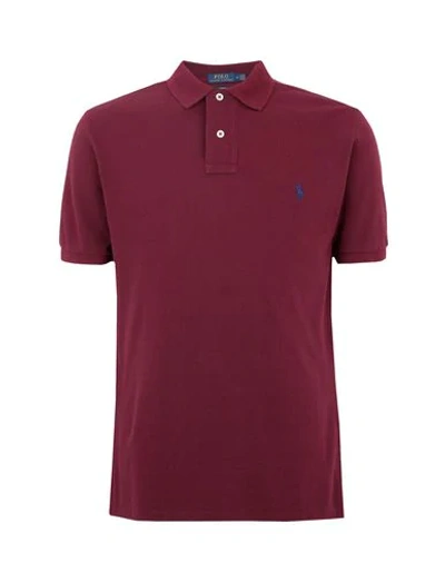 Shop Polo Ralph Lauren Slim Fit Mesh Polo Shirt Man Polo Shirt Burgundy Size Xs Cotton In Red
