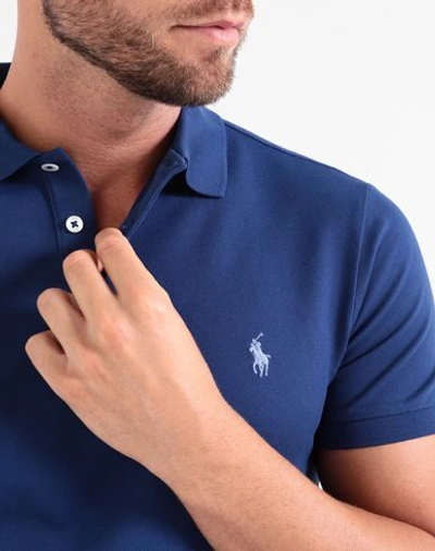 Shop Polo Ralph Lauren Slim Fit Mesh Polo Shirt Man Polo Shirt Midnight Blue Size Xs Cotton, Elastane