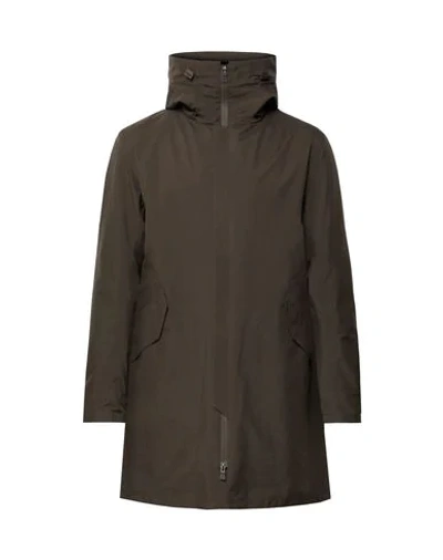 Shop Herno Man Coat Dark Brown Size 40 Polyester, Ptfe - Polytetrafluoroethylene, Wool, Polyamide