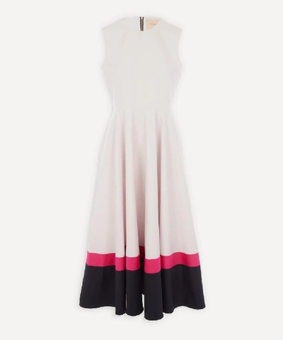Shop Roksanda Ling Sleeveless Cotton-poplin Dress In Oyster Midnight French Pink