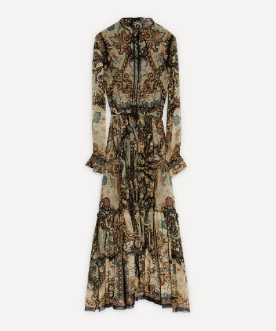 Shop Etro Tiered Printed Dress In Black