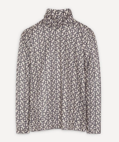 Shop Alexa Chung Buckle Print Roll-neck Top In Dark Lilac