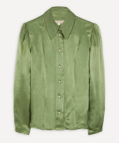 Shop Alexa Chung Fluid Satin Shirt In Apple