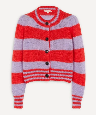 Shop Alexa Chung Stripe Knit Cardigan In Red