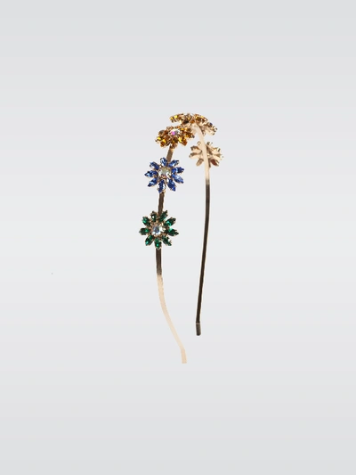 Shop Rosantica Utopia Headband With Small Flowers In Multicolor Crystals