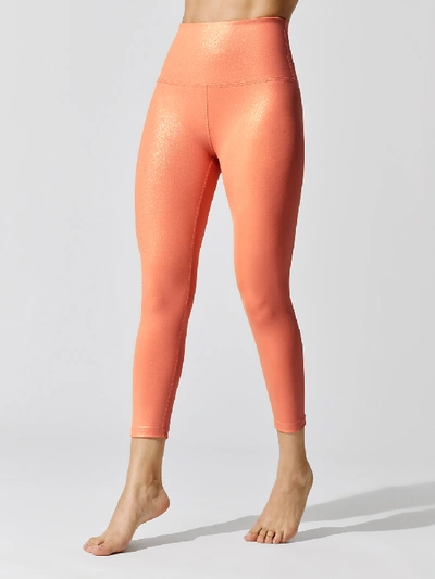 Shop Beyond Yoga Twinkle High Waisted Capri Legging - Orange Blossom Rose Gold Twinkle - Size S