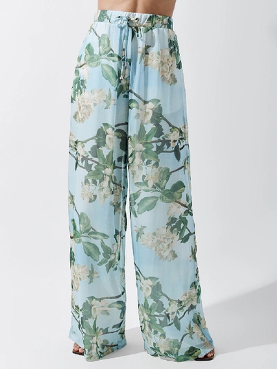 Shop Patbo Floral Wide Leg Pant In Sky