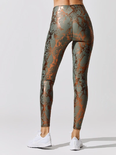 Shop Carbon38 Metallic Snake High Rise  Legging In Olive Bronze