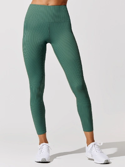 Carbon38 Ribbed Regular Rise 7/8 Legging - Malachite