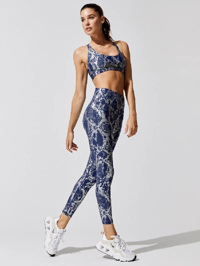 Shop Carbon38 Metallic Snake High Rise Legging In Navy,silver