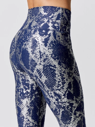 Shop Carbon38 Metallic Snake High Rise Legging In Navy,silver