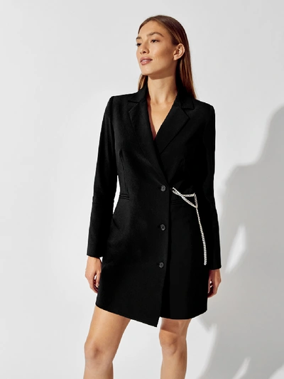 Shop Carbon38 Blazer Dress With Chain Belt In Black