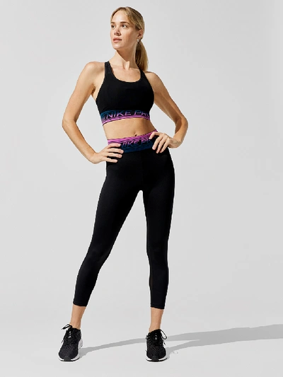 Shop Nike Pro Mesh Sports Bra - Black/cerulean/white - Size Xs