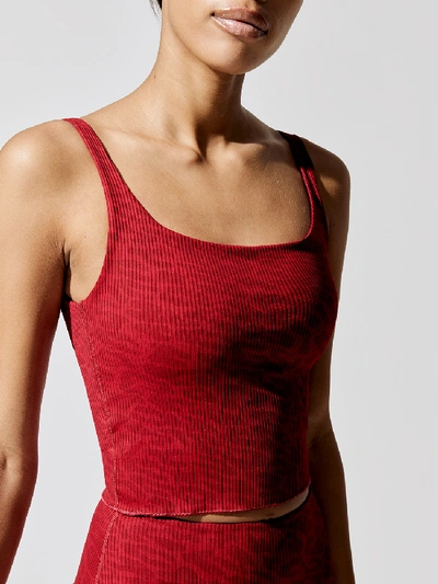 Shop Carbon38 Printed Ribbed Tank In Red Leopard